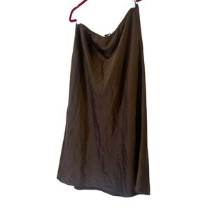 NWOT Eileen Fisher Wren Brown Stretch Silk Charmeuse Bias Easy Fit Skirt $278 XL